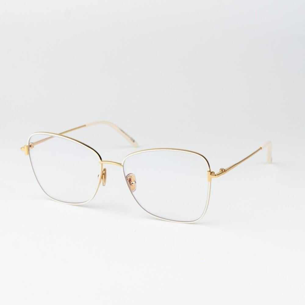 Tom Ford Woman Eyeglasses Gold Crystal Blue Light Block Butterfly FT5906-B 025